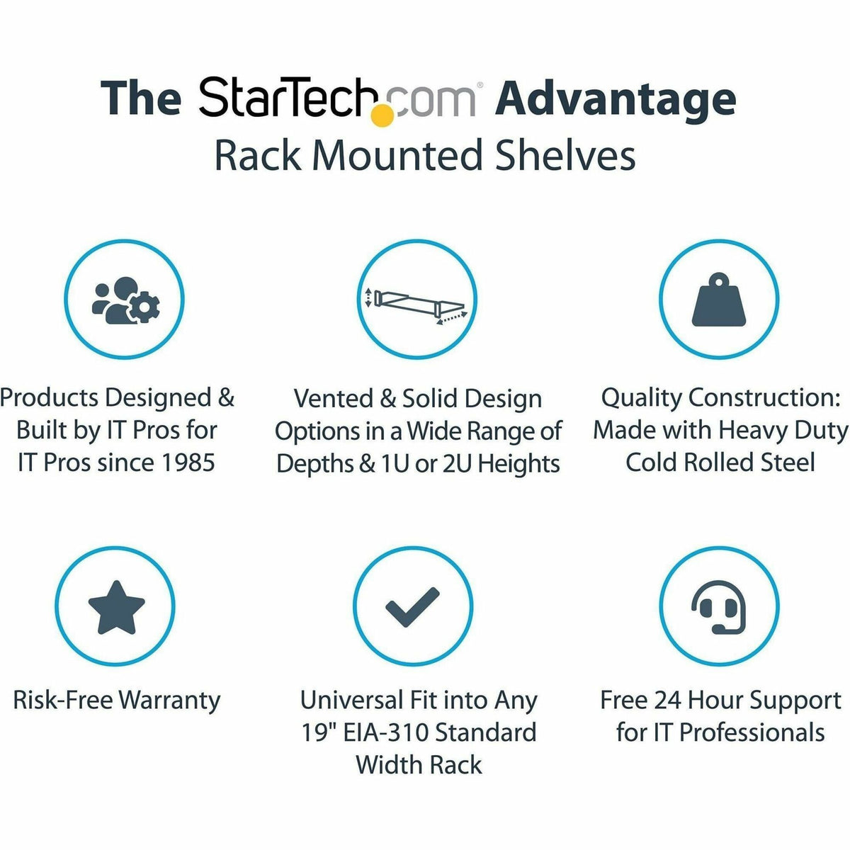 StarTech.com 2U Server Rack Cabinet Shelf - Fixed 18' Deep Cantilever Rackmount Tray for 19' Data/AV/Network Enclosure - Weight Cap. 125lbs/56kg - Alternate view 9