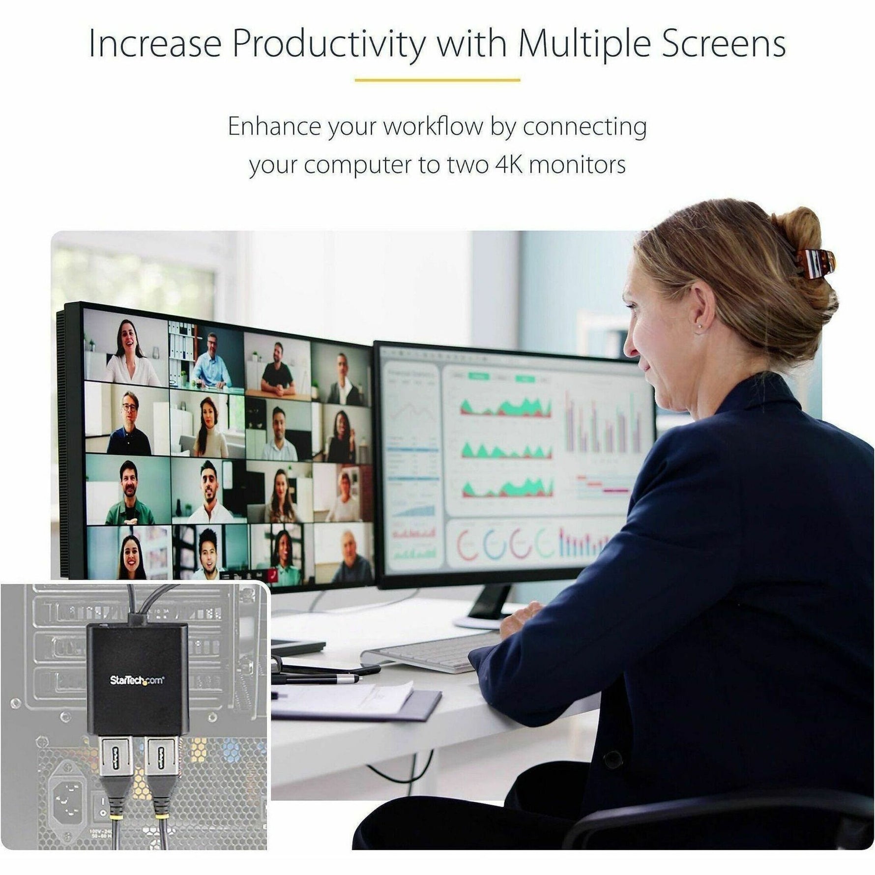StarTech.com Dual-Monitor DisplayPort 1.2 Splitter, DisplayPort to 2x DP Multi-Monitor Adapter, Dual 4K 30Hz Computer MST Hub, Windows~2-Port Multi Monitor Adapter, DisplayPort 1.2 MST Hub, Dual 4K 30 - Alternate view 6