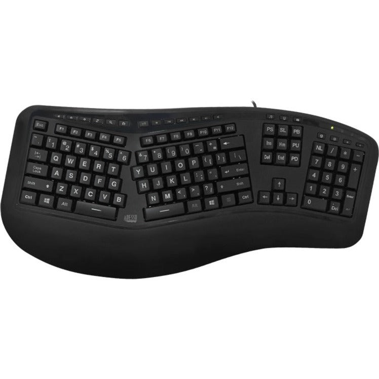 Adesso Tru-Form AKB-150EB Keyboard - Full-size - Cable Connectivity - USB Interface - RGB LED - English (US) - Black