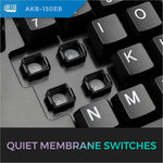 Adesso Tru-Form AKB-150EB Keyboard - Full-size - Cable Connectivity - USB Interface - RGB LED - English (US) - Black - Alternate view 6