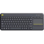 Logitech K400 Plus Keyboard - Wireless Connectivity - USB Interface - TouchPad - QWERTY Layout - Black - Top view