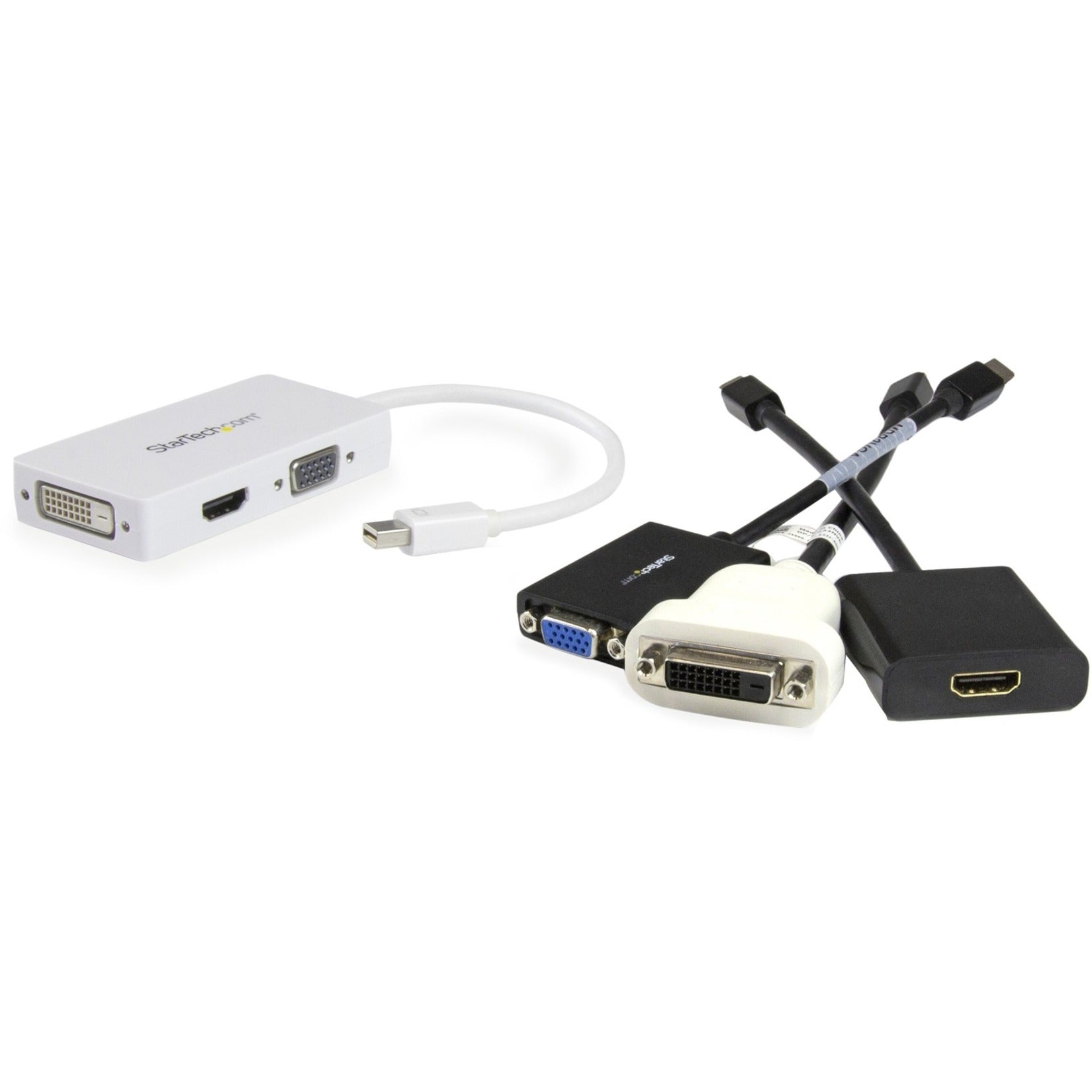 StarTech.com Travel A/V Adapter: 3-in-1 Mini DisplayPort to VGA DVI or HDMI Converter - White - Right view