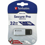 Verbatim Store 'n' Go Secure Pro 32 GB USB 3.0 Flash Drive - Silver - 256-bit AES - TAA Compliant - In Package