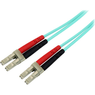 StarTech.com 2m (6ft) LC/UPC to LC/UPC OM3 Multimode Fiber Optic Cable, Full Duplex 50/125 Zipcord, 100G, LSZH Fiber Jumper Cord - Left view
