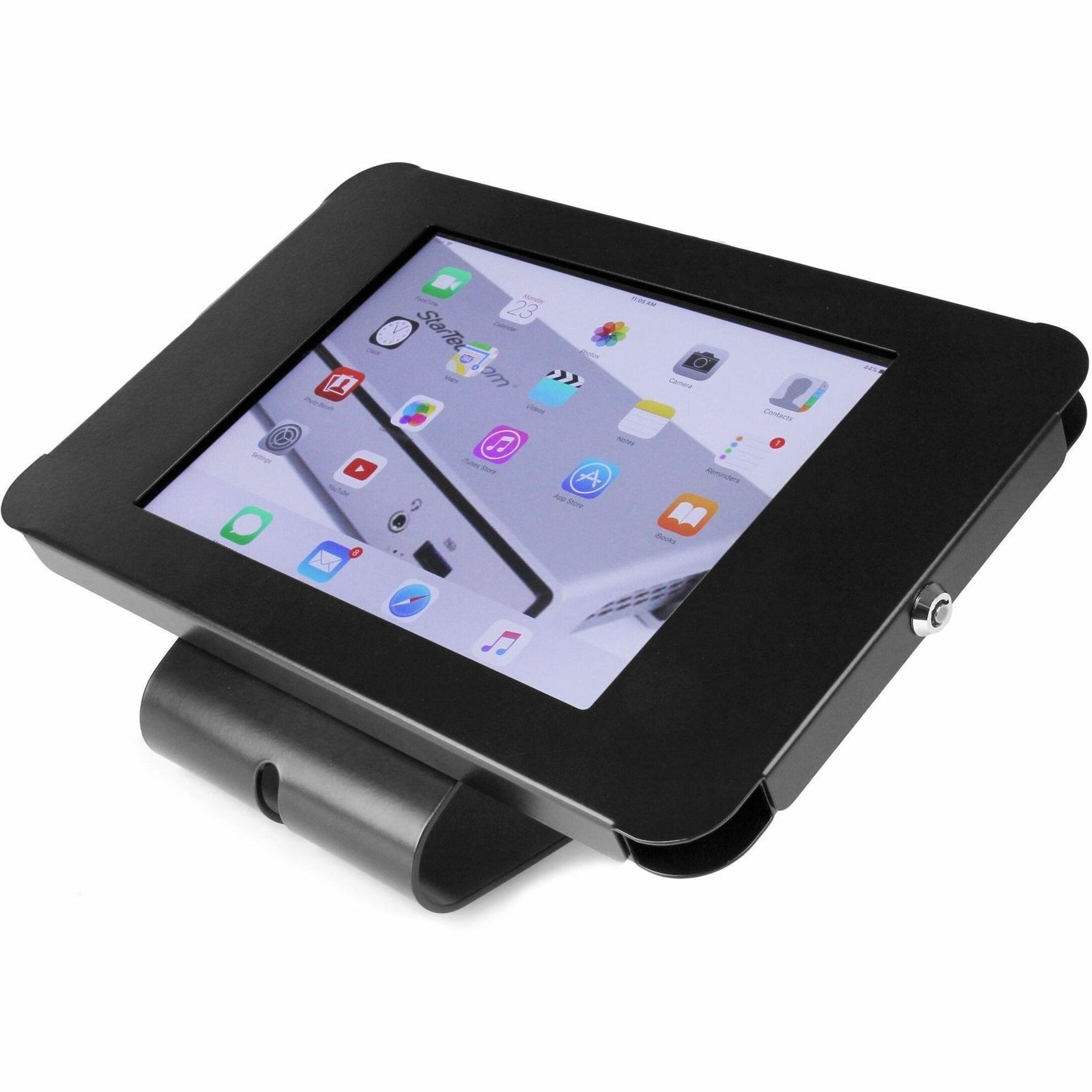 StarTech.com Secure Tablet Stand - Security lock protects your tablet from theft and tampering - Easy to mount to a desk / table / wall or directly to a VESA compatible monitor mount - Supports iPad a - Left view