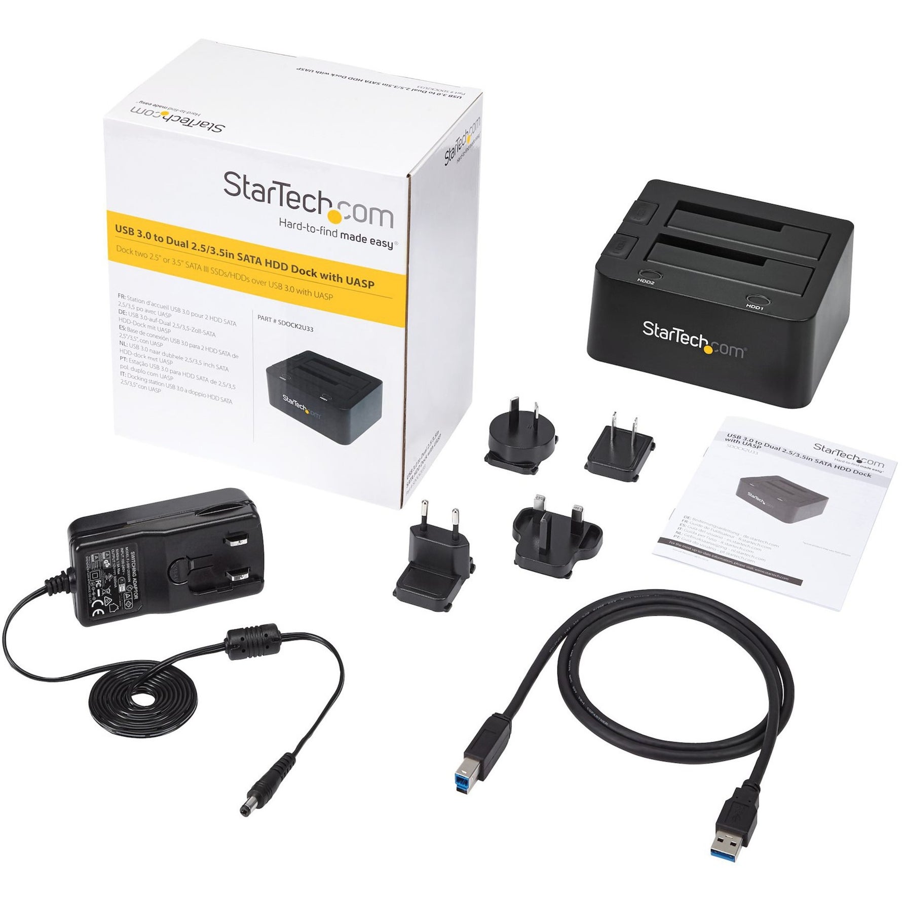 StarTech.com Drive Dock SATA/600 - USB 3.0 Type B Host Interface - UASP Support External - Black - Alternate view 6
