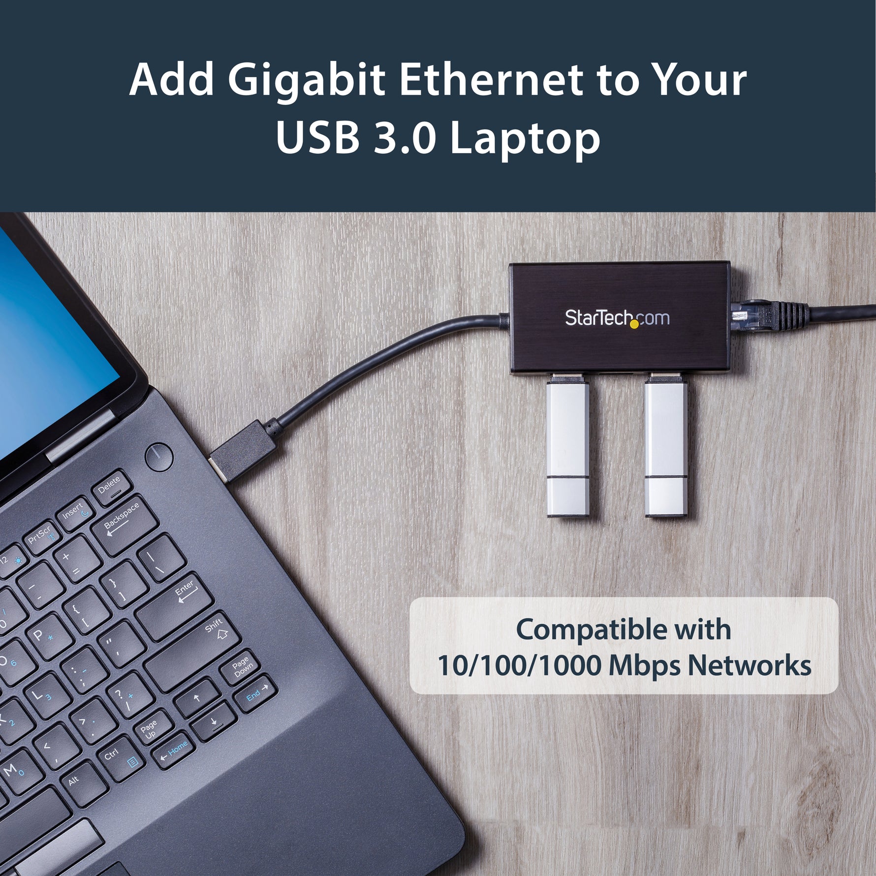 StarTech.com 3 Port Portable USB 3.0 Hub with Gigabit Ethernet Adapter NIC - 5Gbps - Aluminum w/ Cable - Alternate view 8