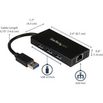 StarTech.com 3 Port Portable USB 3.0 Hub with Gigabit Ethernet Adapter NIC - 5Gbps - Aluminum w/ Cable - Alternate view 10