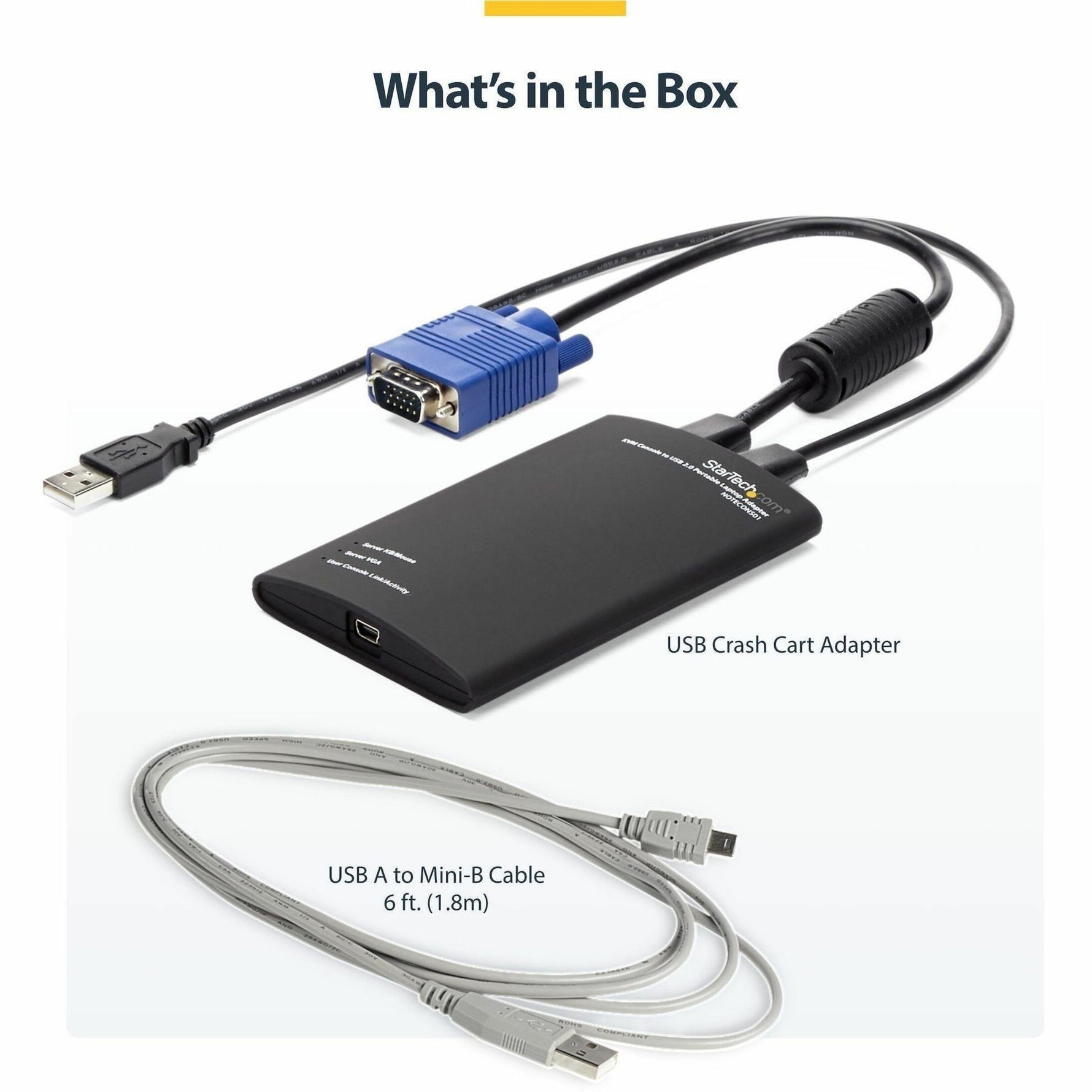 StarTech.com KVM Console to USB 2.0 Portable Laptop Crash Cart Adapter, Compact Notebook/Netbook KVM to USB Portable KVM Console, TAA - Alternate view 6
