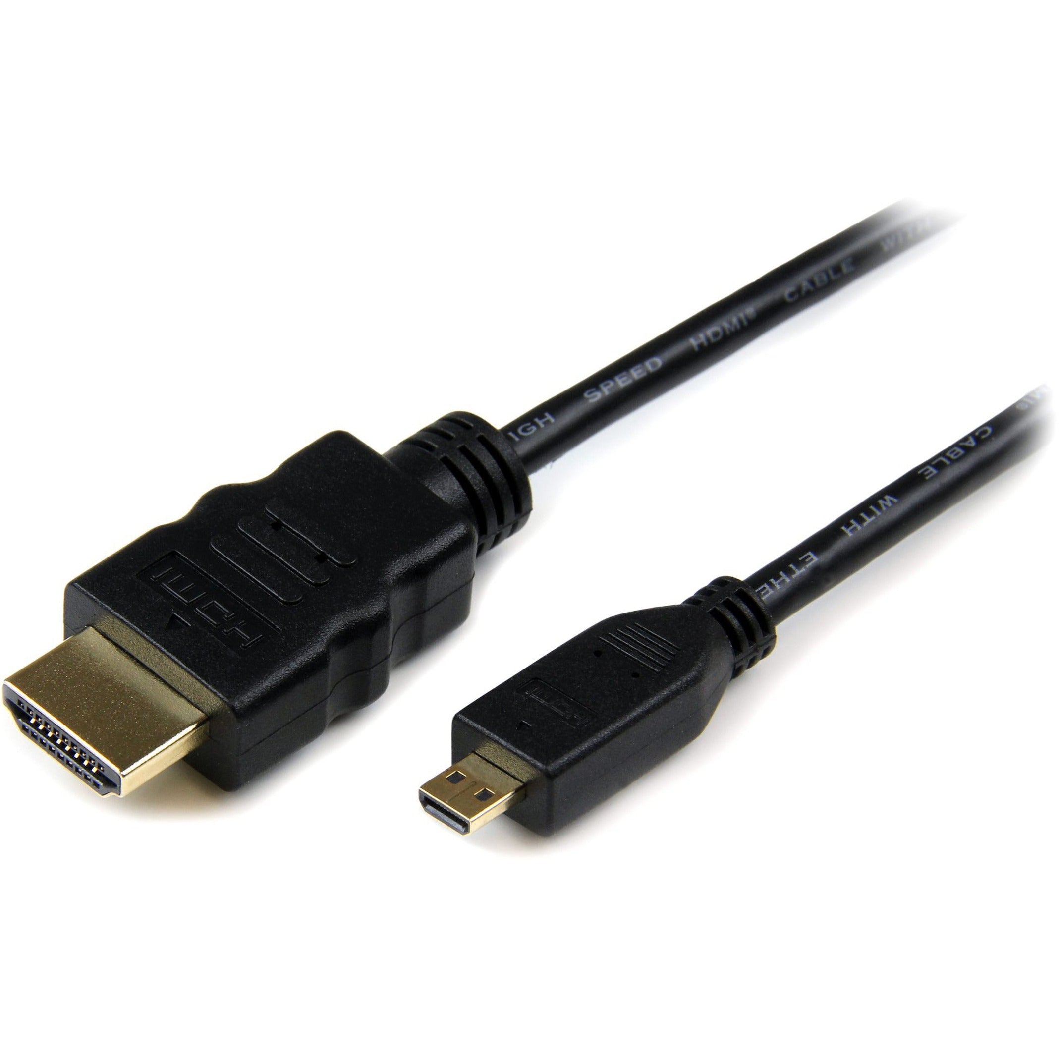 StarTech.com 2m Micro HDMI to HDMI Cable with Ethernet, 4K High Speed Micro HDMI Type-D Device to HDMI Monitor Adapter/Converter Cord