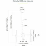 StarTech.com TV Ceiling Mount, Full-Motion Hanging Single Screen Vesa Mount for 32'-75' TVs / Displays - Height Adjustable Telescopic Pole - Alternate view 7
