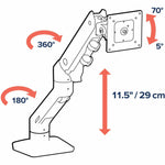 Ergotron Mounting Arm for Monitor, Display Screen, Curved Screen Display - Polished Aluminum - Landscape/Portrait - Alternate view 8
