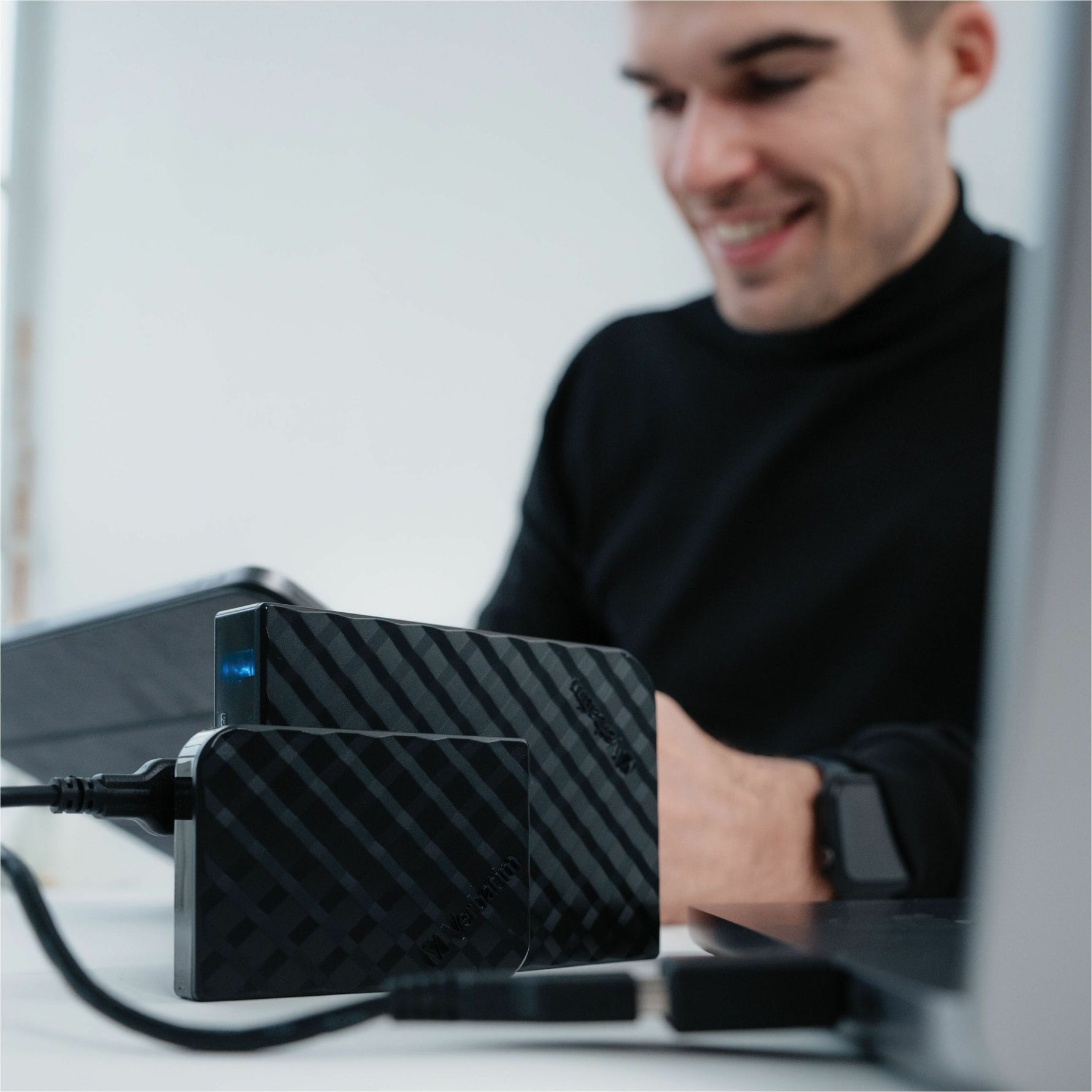 Verbatim Store 'n' Go 4 TB Portable Hard Drive - External - Diamond Black - Line Art