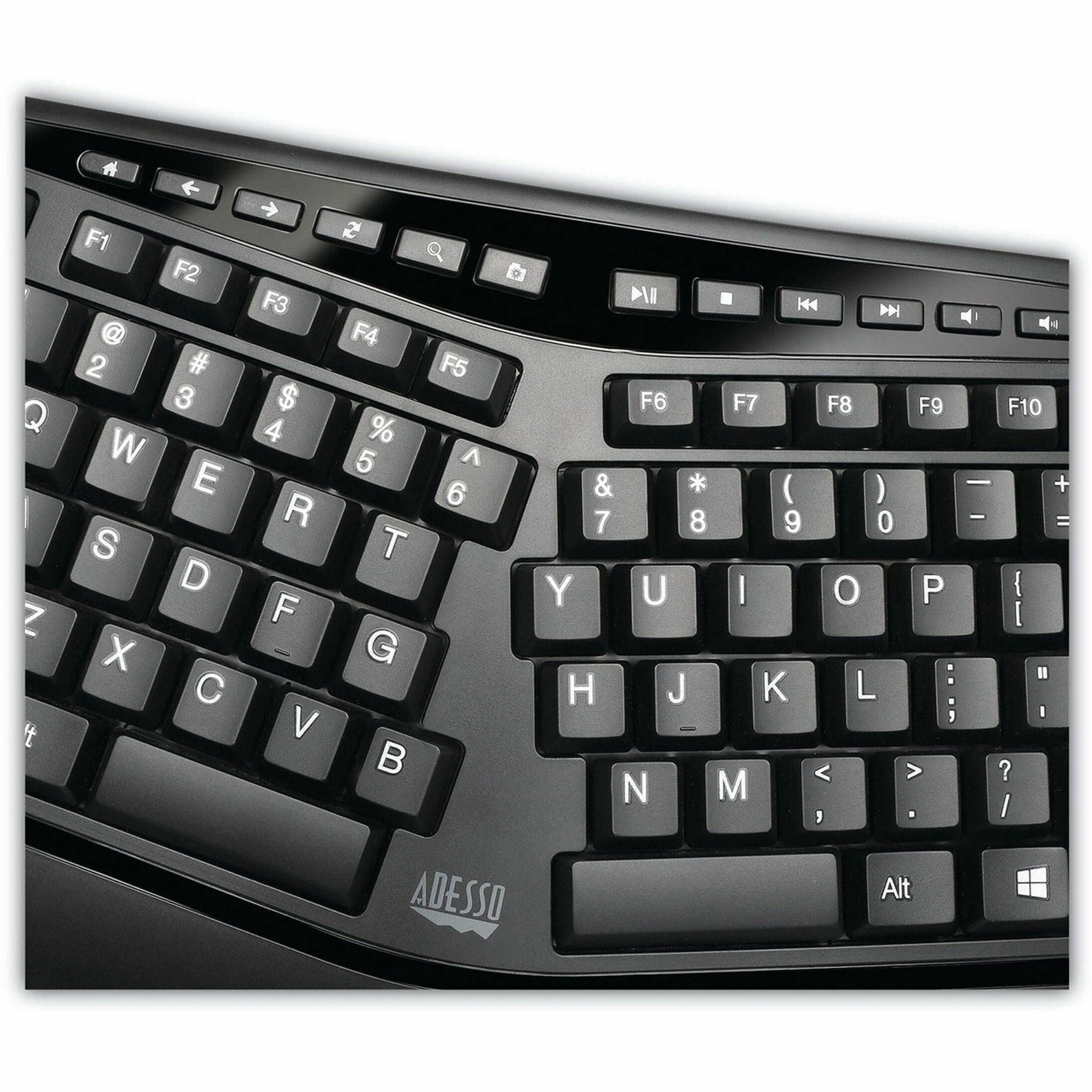 Adesso Tru-Form WKB-1500GB Keyboard & Mouse - English (US) - 1 Each - Top view