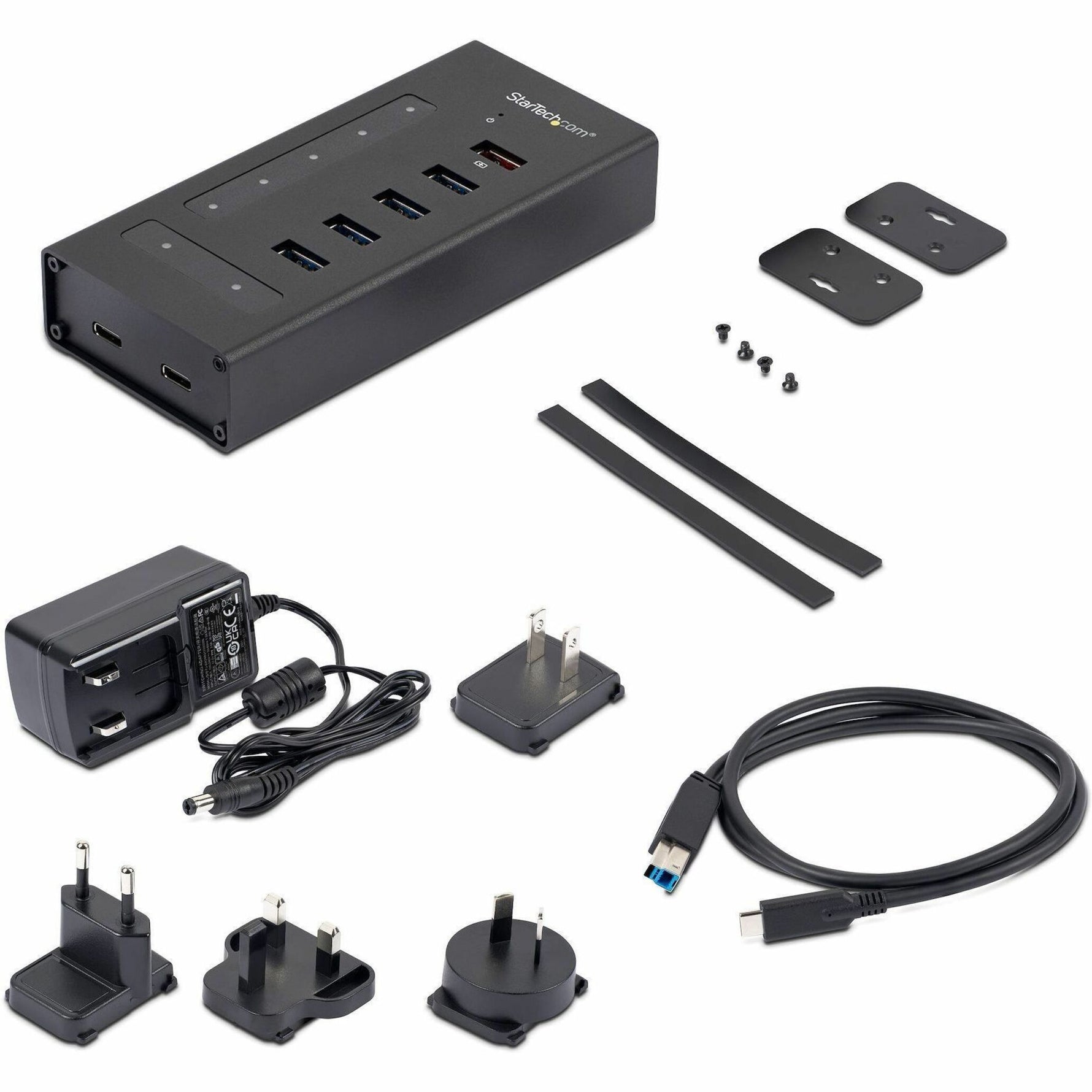 StarTech.com 7 Port USB C Hub - 2x USB-C & 5x USB-A - Mountable Metal USB 3.0 Type-C Hub - 5Gbps USB 3.2 Gen 1 - Self Powered - BC 1.2 - Alternate view 6