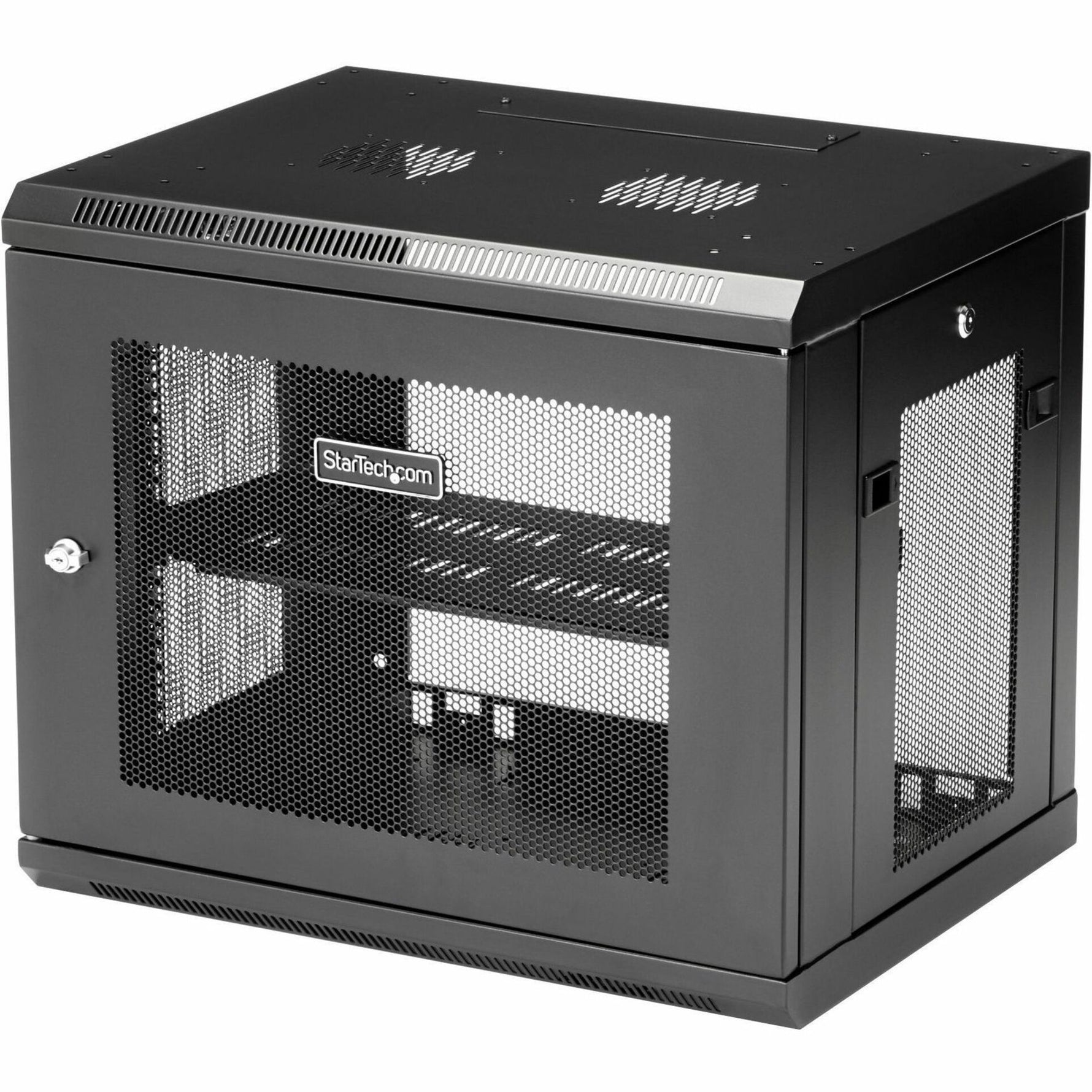 StarTech.com 2-Post 9U Wall Mount Network Cabinet, 19' Wall-Mounted Server Rack for Data / IT Equipment, Small Lockable Rack Enclosure