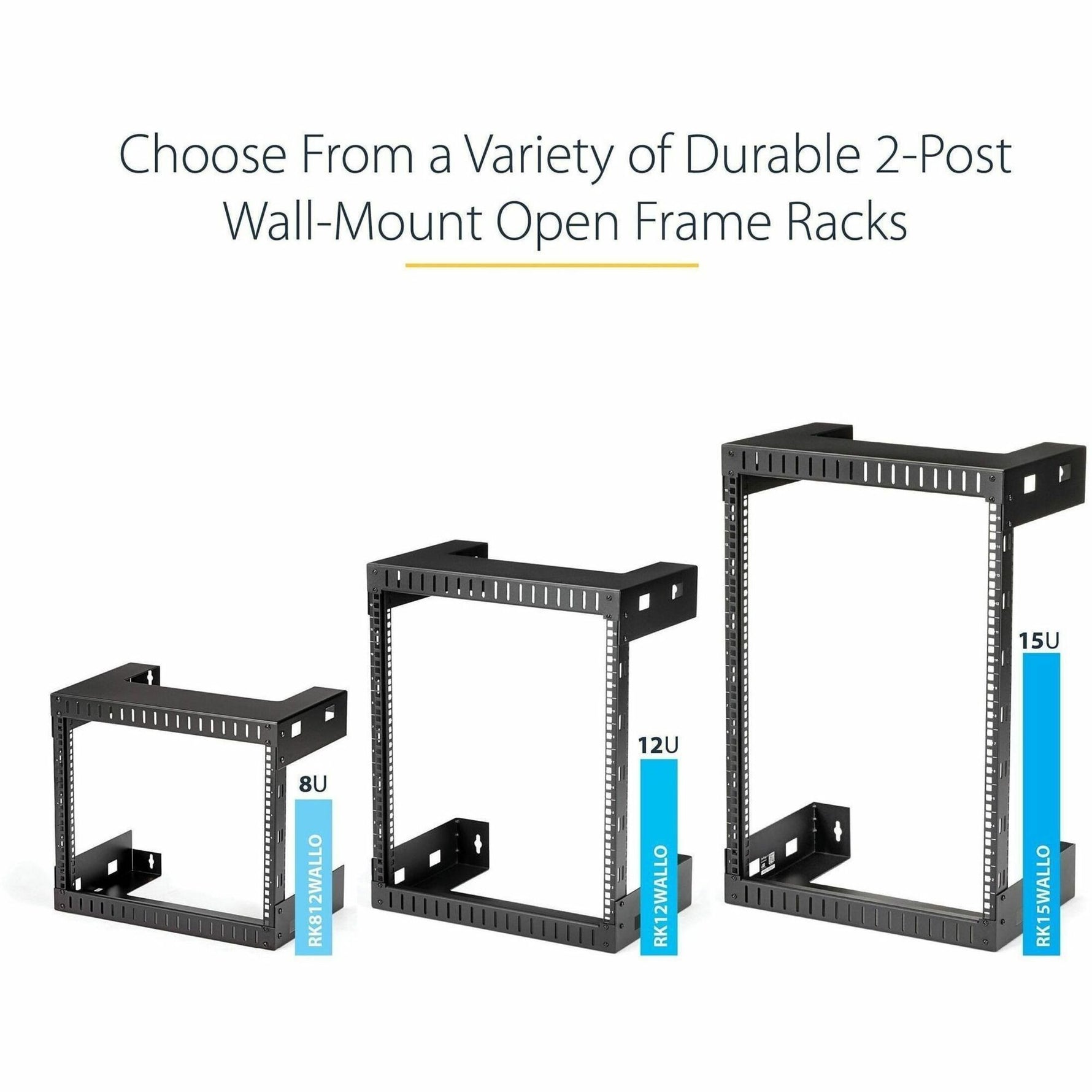 StarTech.com 2-Post 12U Heavy-Duty Wall-Mount Network Rack, 19' Open Frame Server Rack for Computer Equipment, Wall Mount Data Rack~ - Alternate view 10