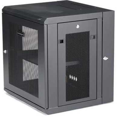 StarTech.com 4-Post 12U Wall Mount Network Cabinet, 19' Hinged Wall-Mounted Server Rack for IT Equipment, Flexible Lockable Rack Enclosure - Left view