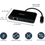 StarTech.com USB/Ethernet Combo Hub - USB Type C - External - Black - Alternate view 7