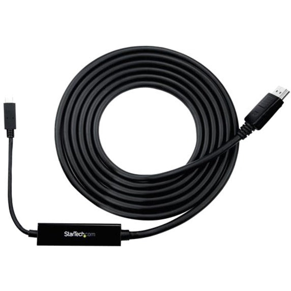 StarTech.com 9.8ft/3m USB C to DisplayPort 1.2 Cable 4K 60Hz - USB Type-C to DP Video Adapter Monitor Cable HBR2 - TB3 Compatible - Black - Top view