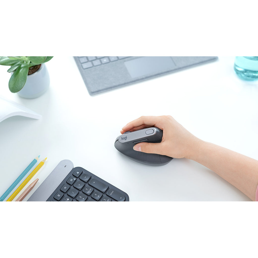 Logitech MX Vertical Mouse - Bluetooth/Radio Frequency - USB Type C - Optical - 4 Button(s) - Graphite - Alternate view 14