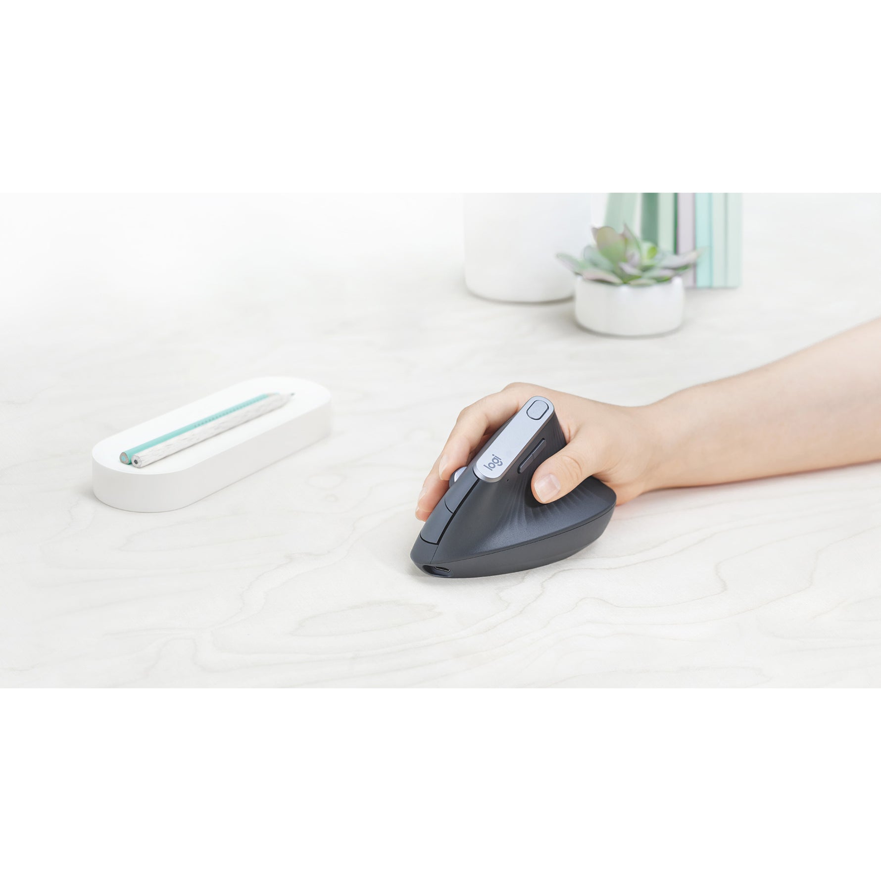 Logitech MX Vertical Mouse - Bluetooth/Radio Frequency - USB Type C - Optical - 4 Button(s) - Graphite - Alternate view 13
