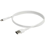 StarTech.com 3 foot/1m Durable White USB-A to Lightning Cable, Rugged Heavy Duty Charging/Sync Cable for Apple iPhone/iPad MFi Certified - Left view