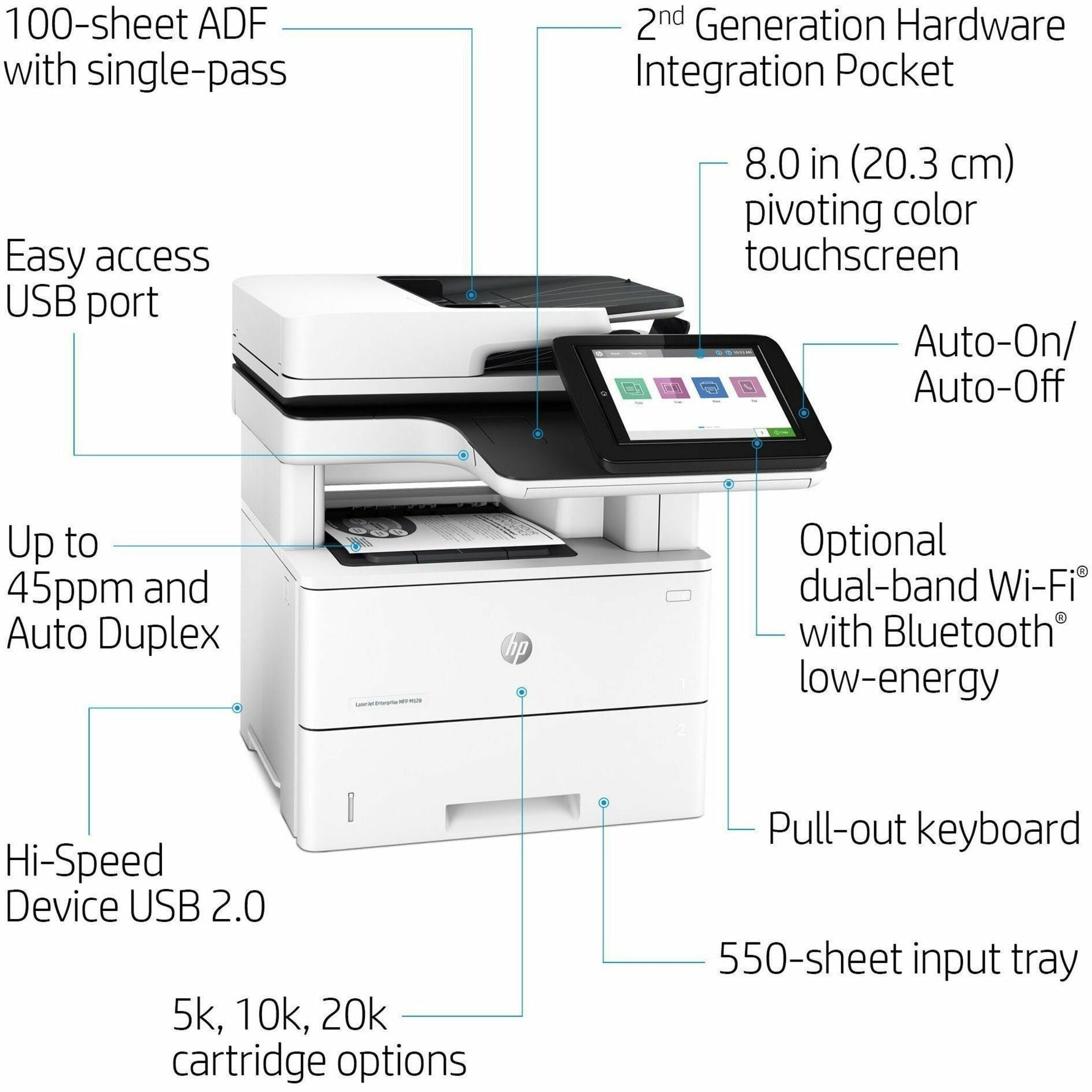 HP LaserJet M528dn Laser Multifunction Printer - Monochrome - Alternate view 11