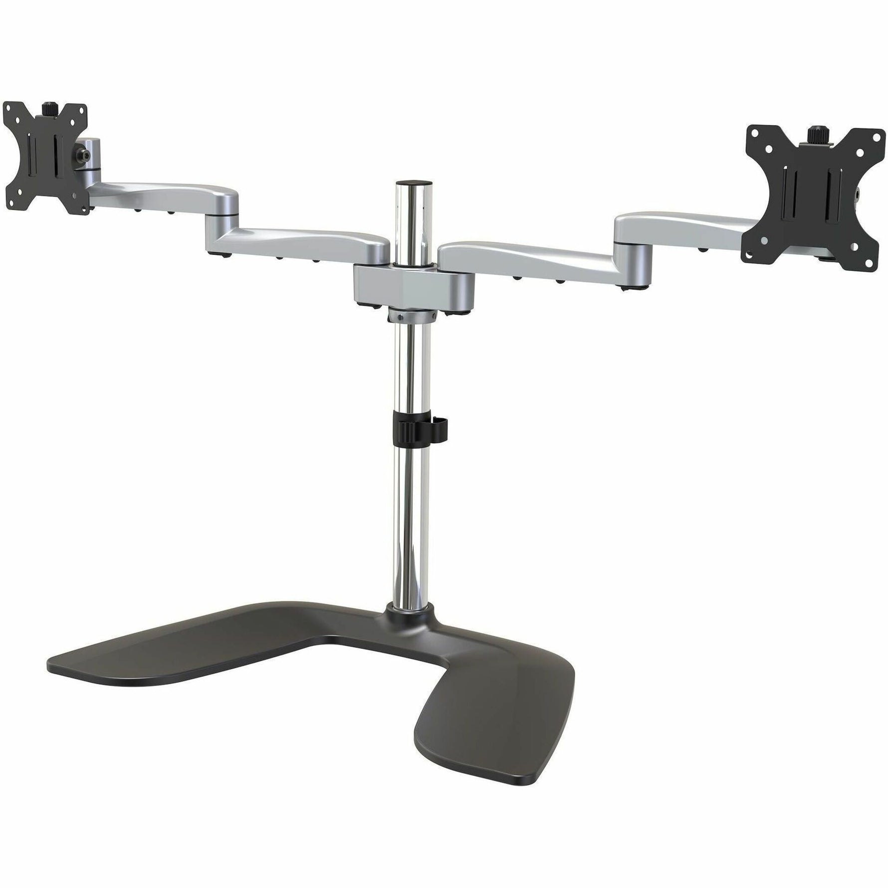 StarTech.com Dual Monitor Stand, Ergonomic Desktop Monitor Stand for up to 32'(17.6lb/8kg) VESA Displays, Free-Standing Adjustable, Silver