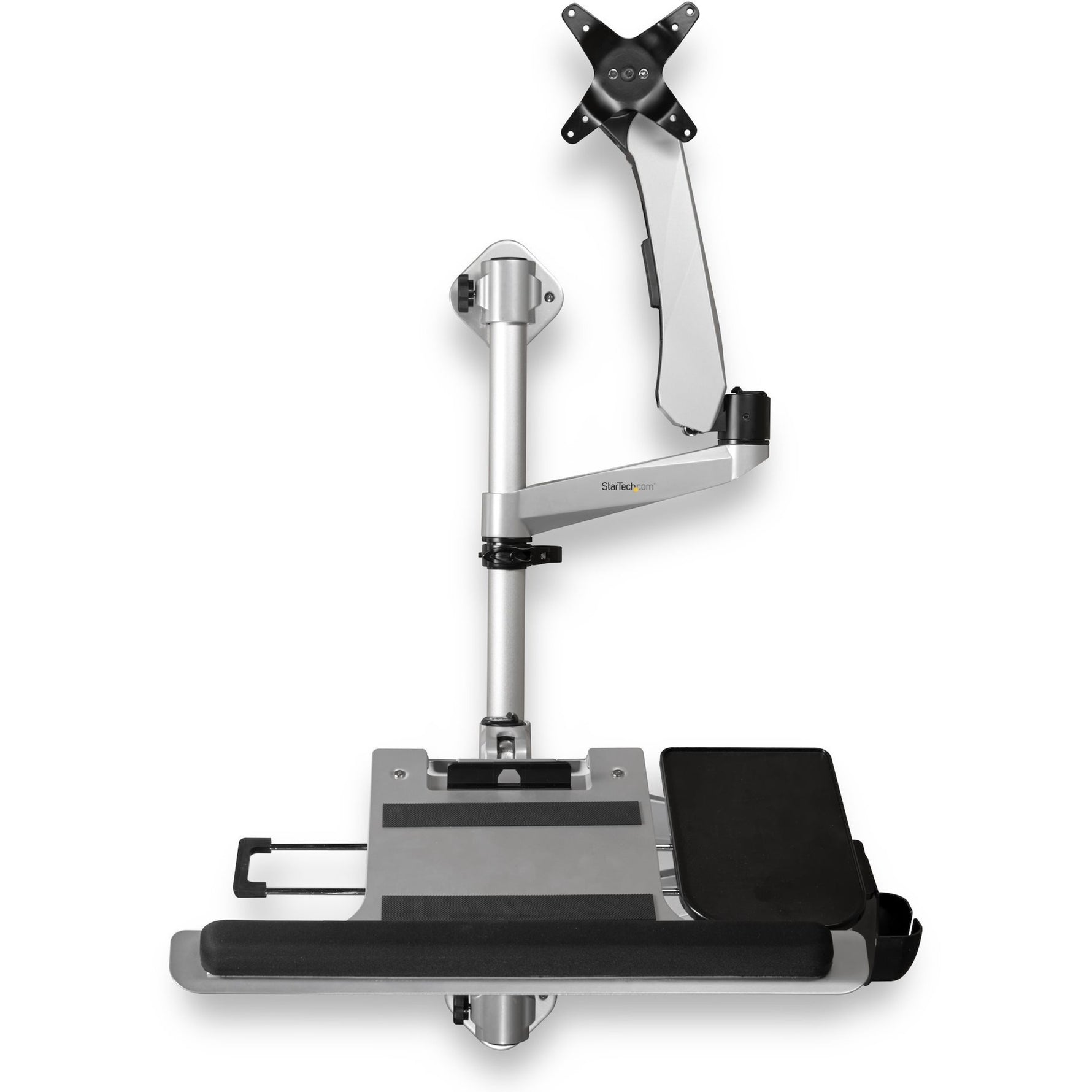 StarTech.com Wall Mount Workstation - Foldable Ergonomic Standing Desk - Height Adjustable 34' VESA Monitor Arm/Padded Keyboard/Mouse Tray