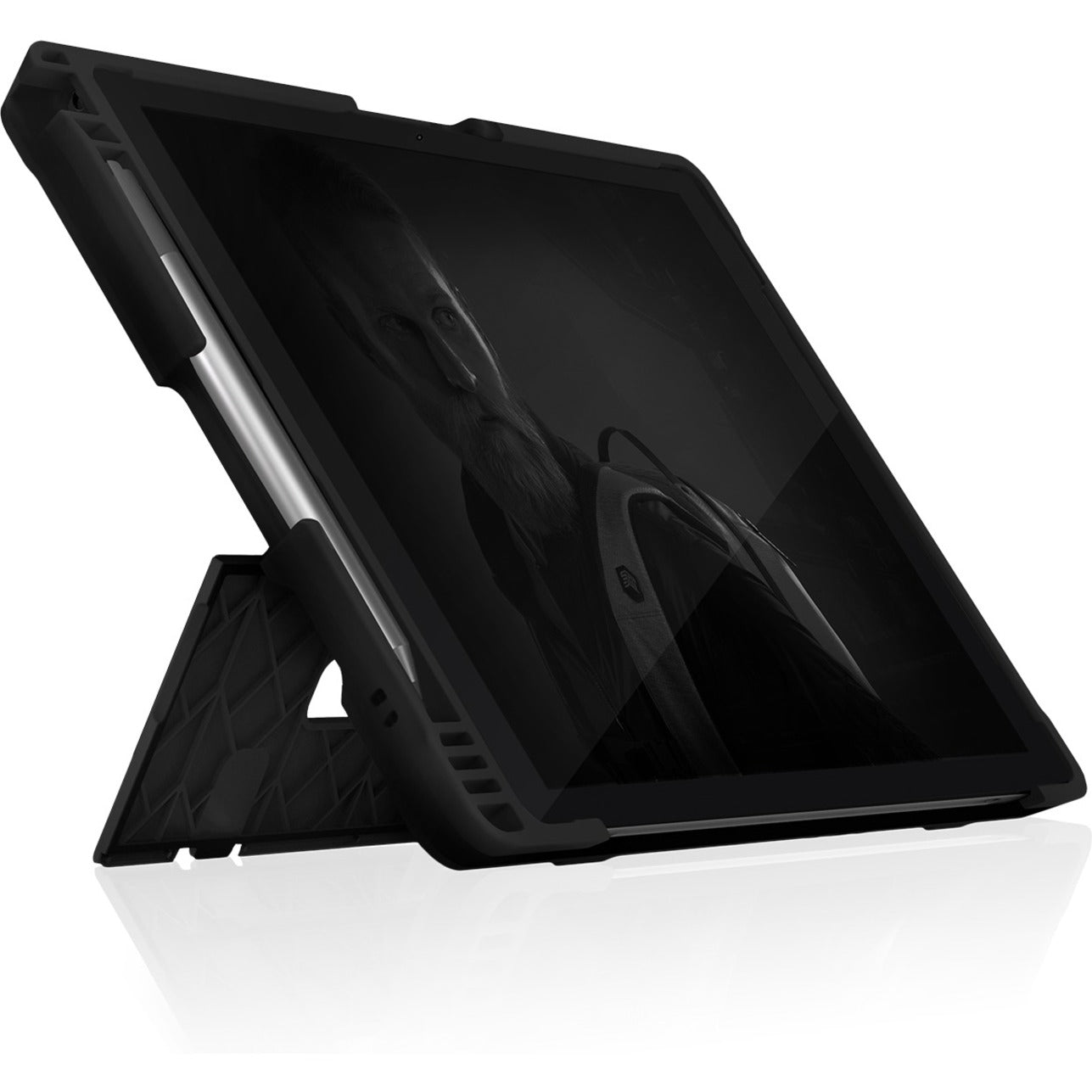 STM Goods Dux Shell Rugged Case for Microsoft Surface Pro 7, Surface Pro 6, Surface Pro (5th Gen), Surface Pro 4, Surface Pro 7+ Tablet - Textured - Black - Left view