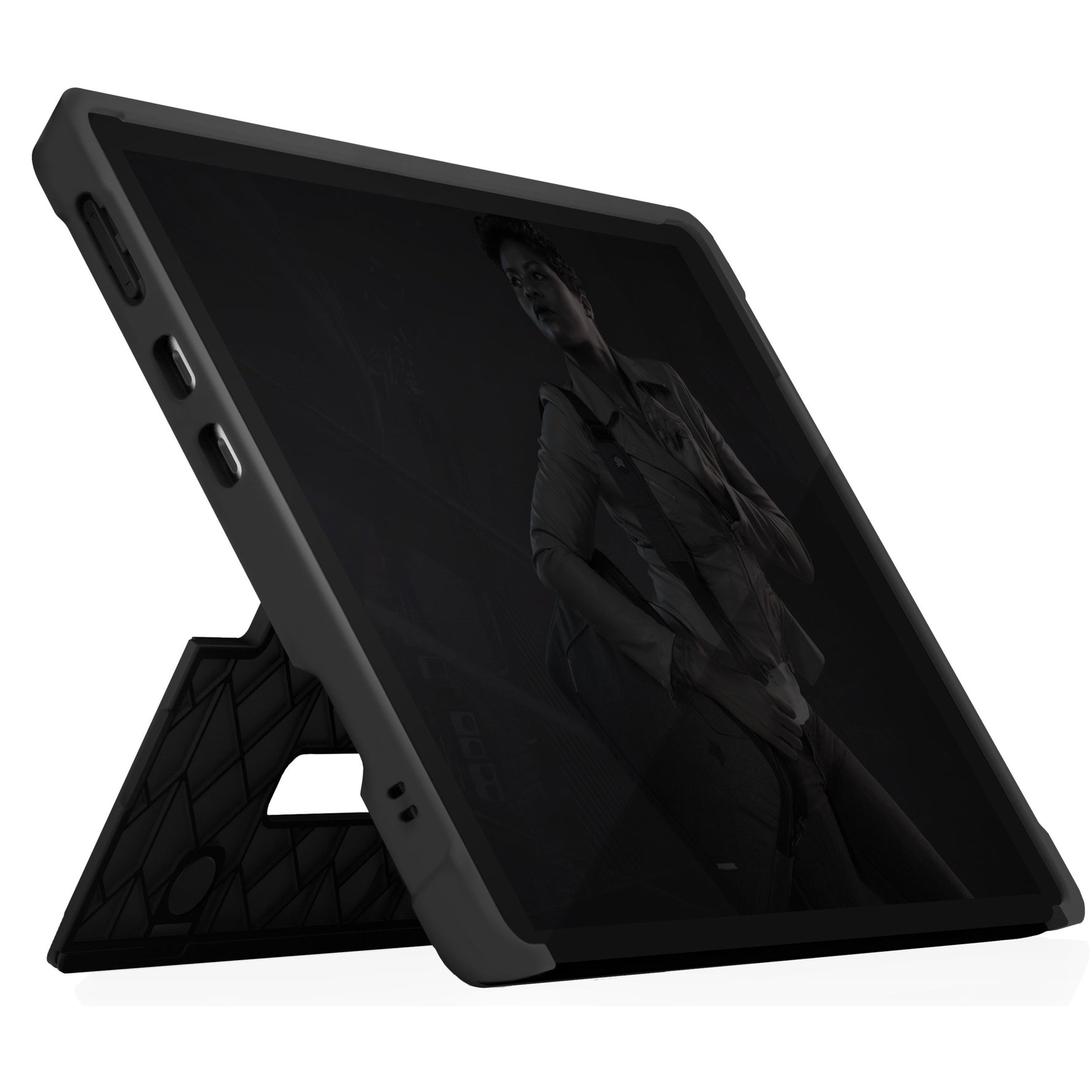 STM Goods Dux Shell Case for Microsoft Surface Pro X Tablet - Black, Transparent - Right view
