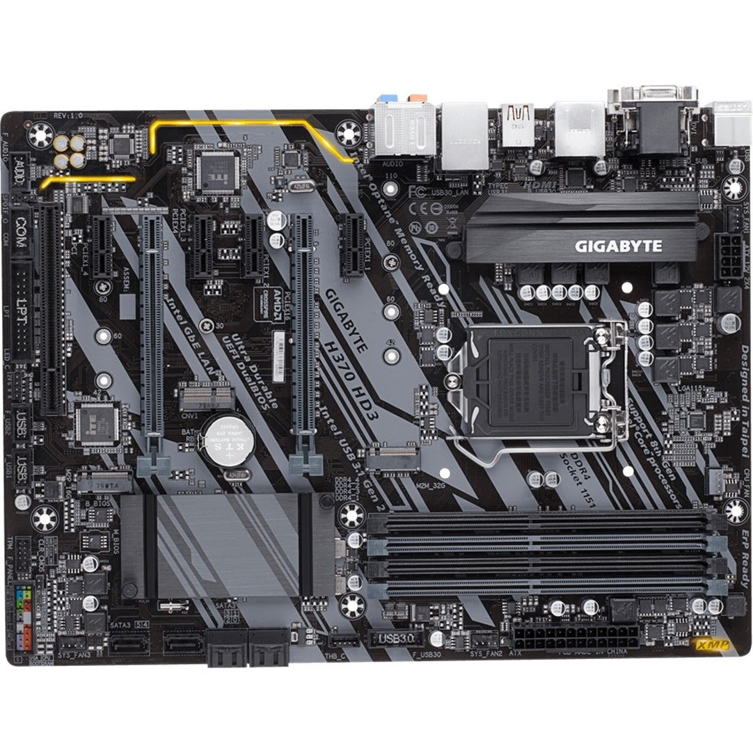 GIGABYTE Ultra Durable H370 HD3 Desktop Motherboard - Intel H370 Chipset - Socket H4 LGA-1151 - Intel Optane Memory Ready - ATX