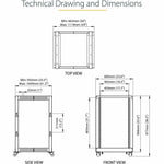 StarTech.com 4-Post 18U Mobile Open Frame Server Rack, 19' Network Rack with Casters, Rolling Rack for Computer/AV/Data/IT Equipment - Alternate view 9