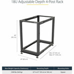 StarTech.com 4-Post 18U Mobile Open Frame Server Rack, 19' Network Rack with Casters, Rolling Rack for Computer/AV/Data/IT Equipment - Alternate view 11