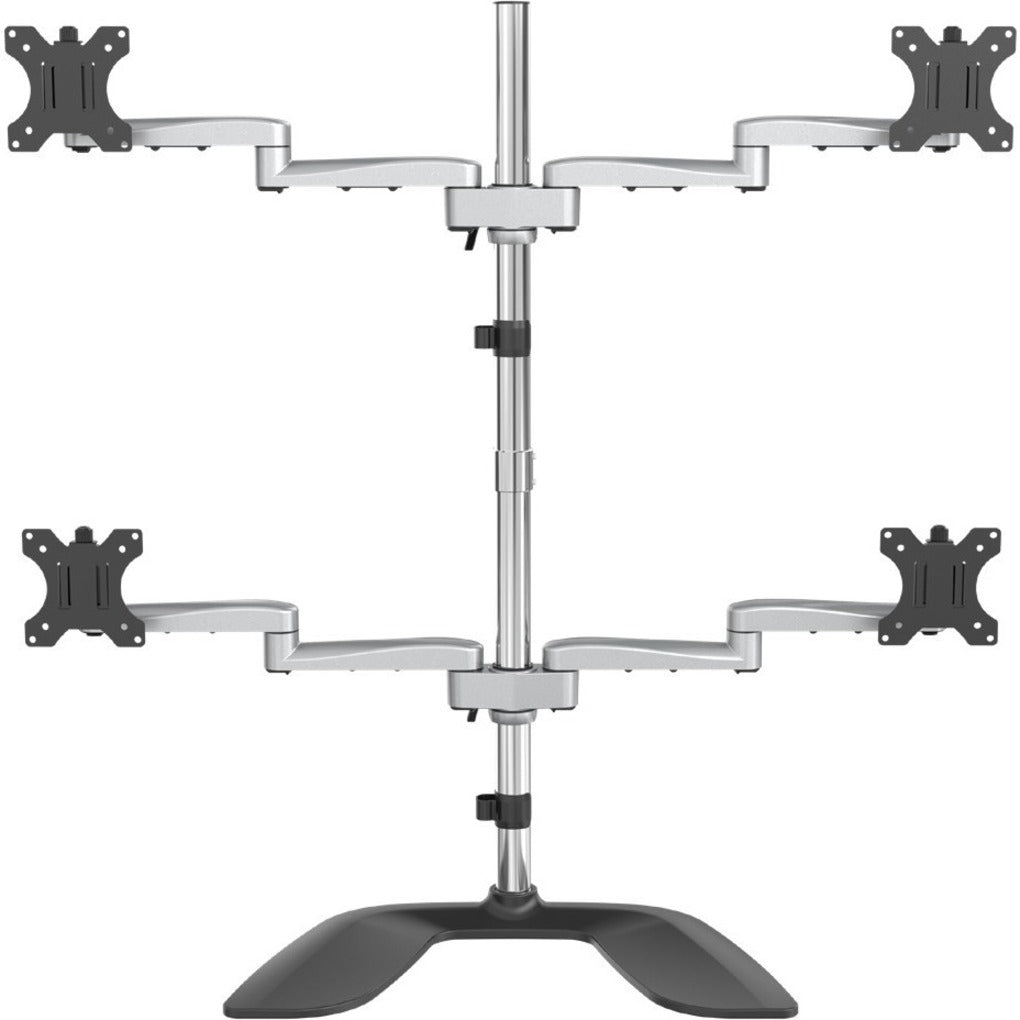 StarTech.com Quad Monitor Stand, Desktop VESA 4 Monitor Arm up to 32' (17.6lb/8kg) Screens, Ergonomic Articulating Pole Mount, Adjustable