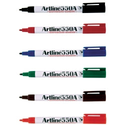 Artline Marker W/B 550A 1.2mm Bullet Nib Assorted Bx12 (Each)