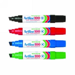 Artline Marker 100 Permanent 12mm Chisel Nib Assorted Bx6 (Each)