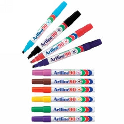 Artline Marker 90 Permanent 5mm Chisel Nib Assorted Colours Bx12 (Each)
