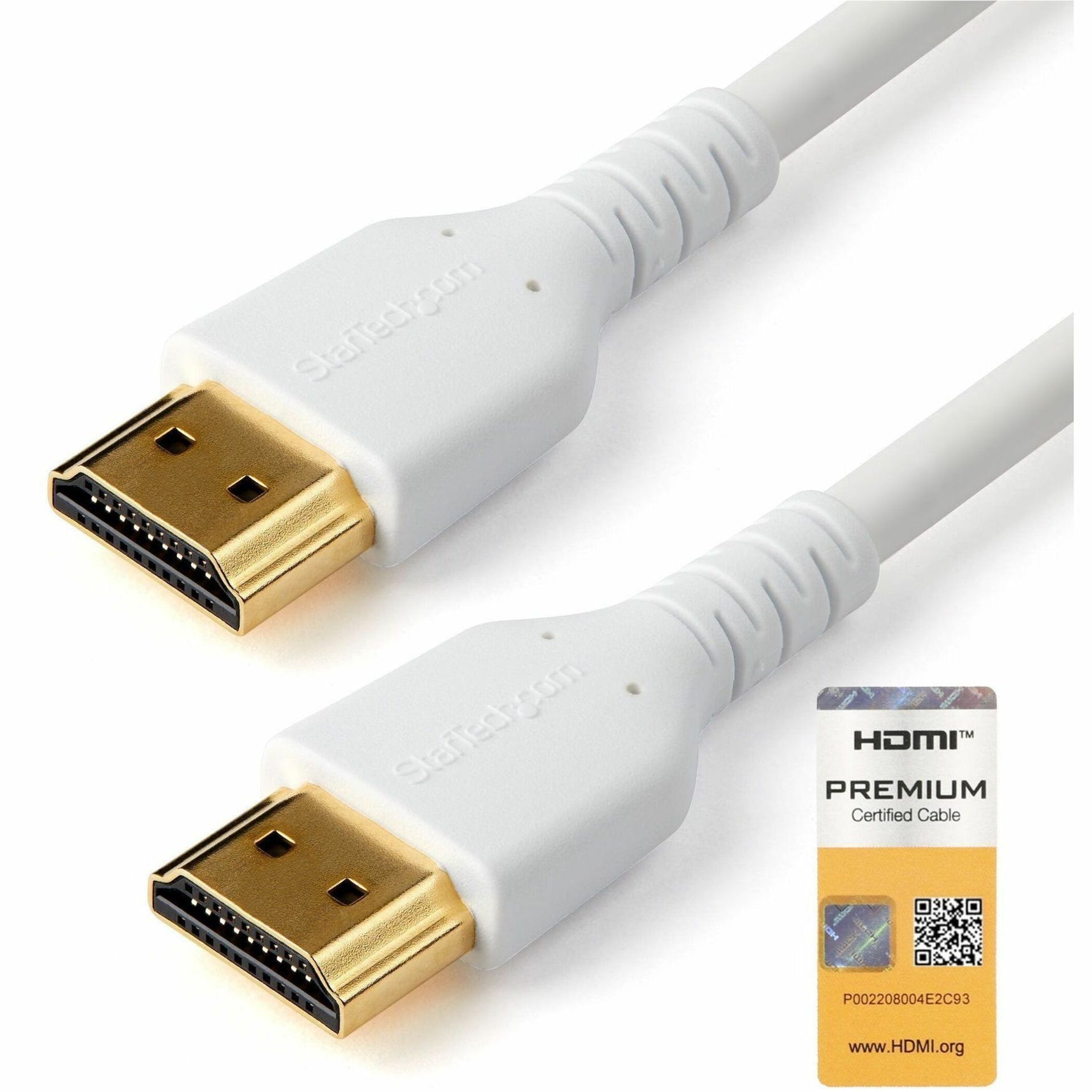 StarTech.com 3.3ft (1m) Slim HDMI 2.0 Cable, Flexible Premium HDMI Cord with Ethernet, 4K 60Hz HDR10, Aramid Fiber with TPE Jacket, White