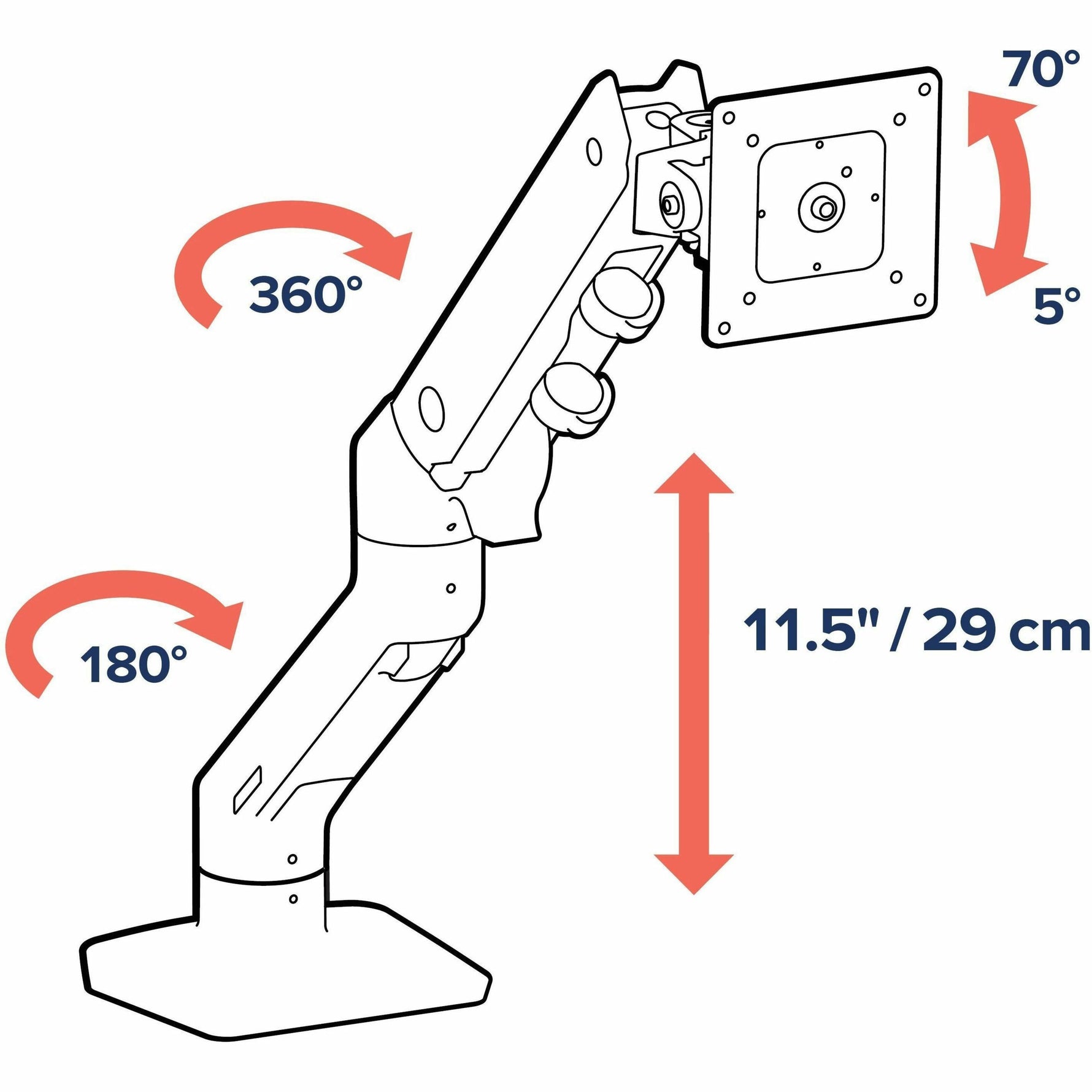 Ergotron Mounting Arm for Monitor, Display Screen, Curved Screen Display - Black - Landscape/Portrait - Alternate view 8