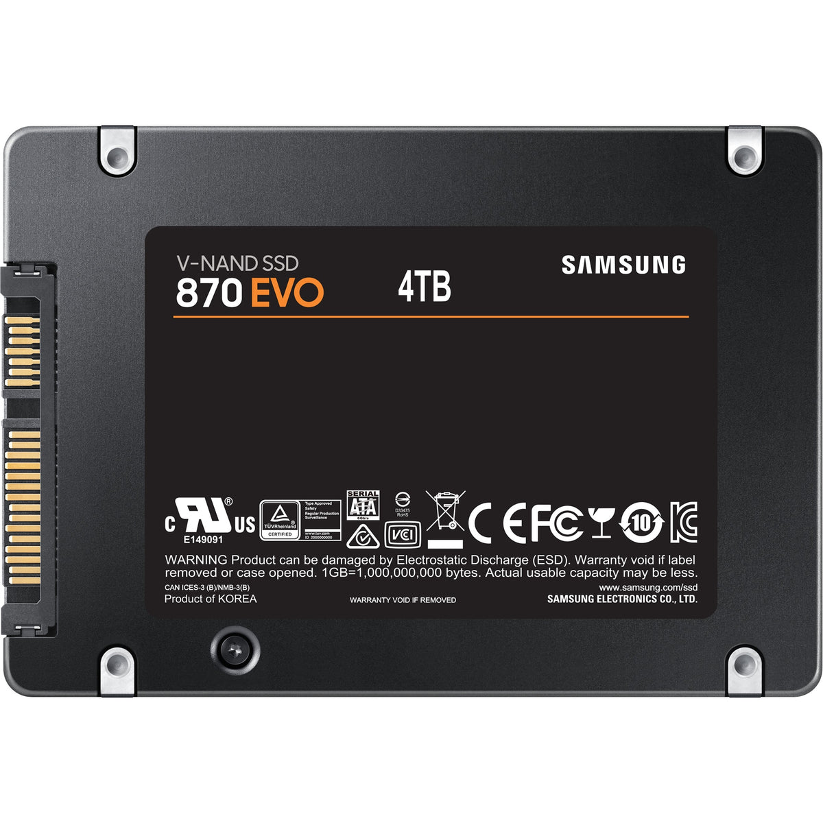 Samsung 870 EVO MZ-77E4T0BW 4 TB Solid State Drive - 2.5' Internal - SATA (SATA/600) - Black