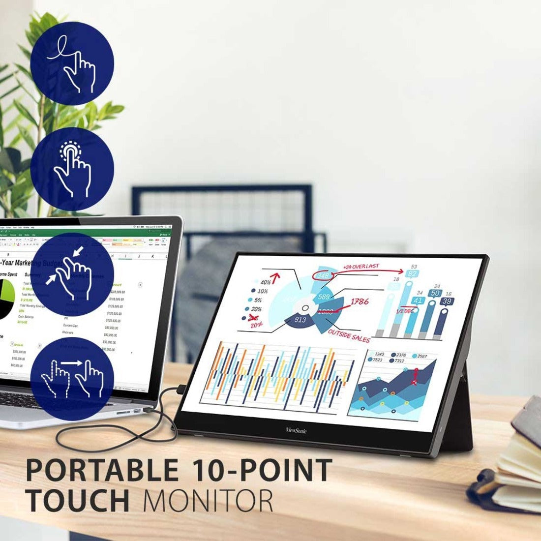 ViewSonic TD1655 16' Class LCD Touchscreen Monitor - 16:9 - 6.50 ms