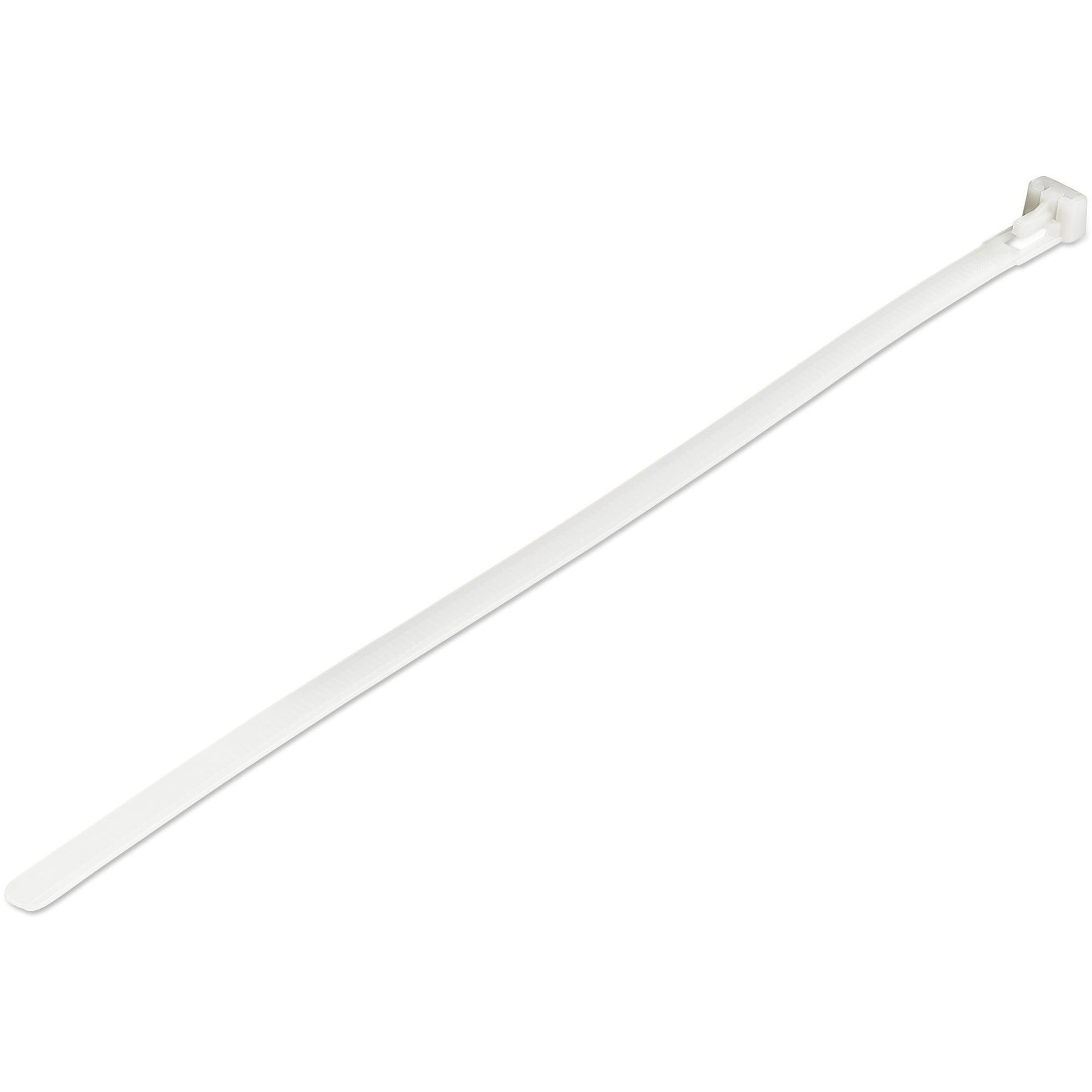 StarTech.com 100 Pack 10' Reusable Cable Ties - White XL Releasable Nylon/Plastic Zip Ties Resealable Adjustable Network Cable Wraps UL