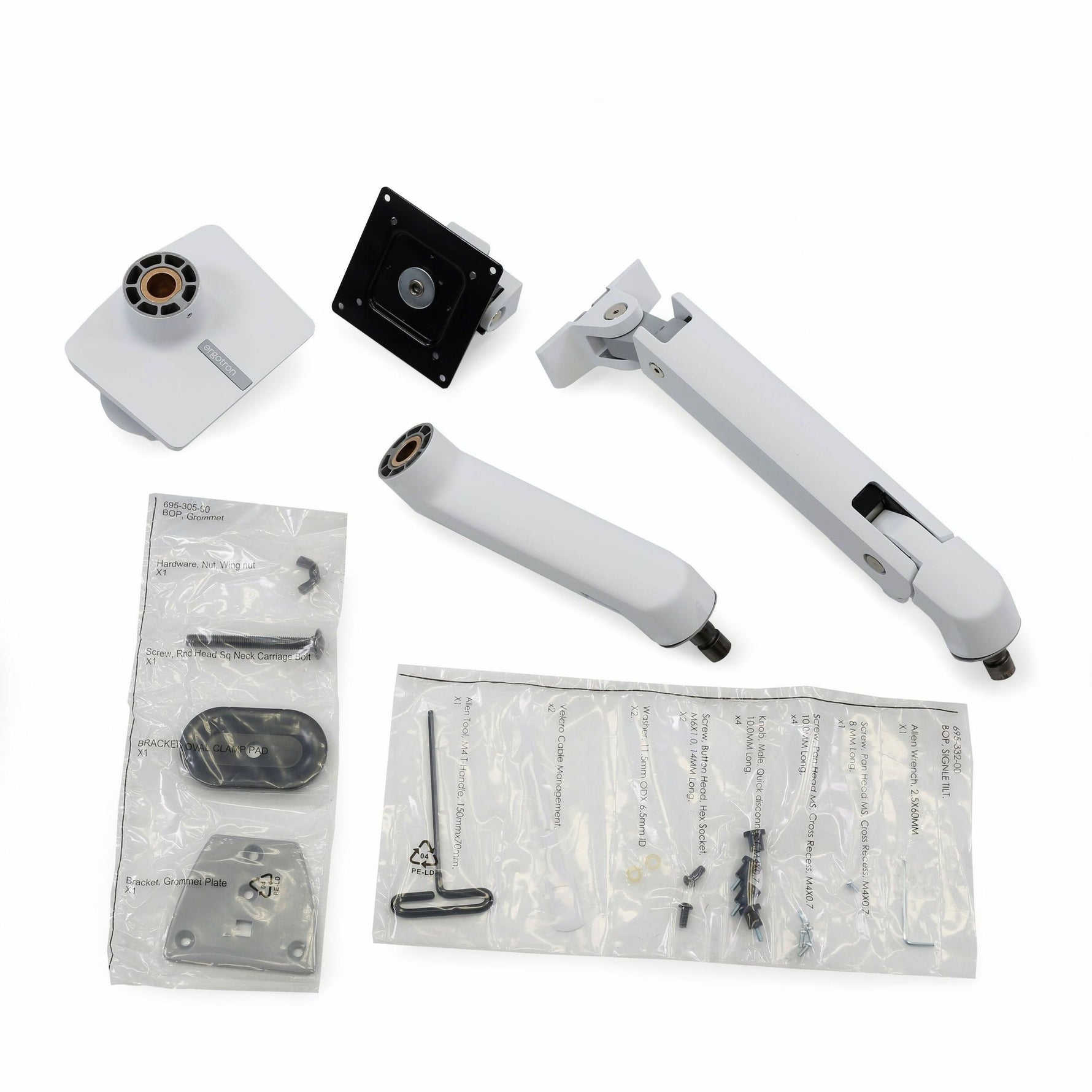 Ergotron Mounting Arm for Monitor, Curved Screen Display - White - Landscape/Portrait - Alternate view 9