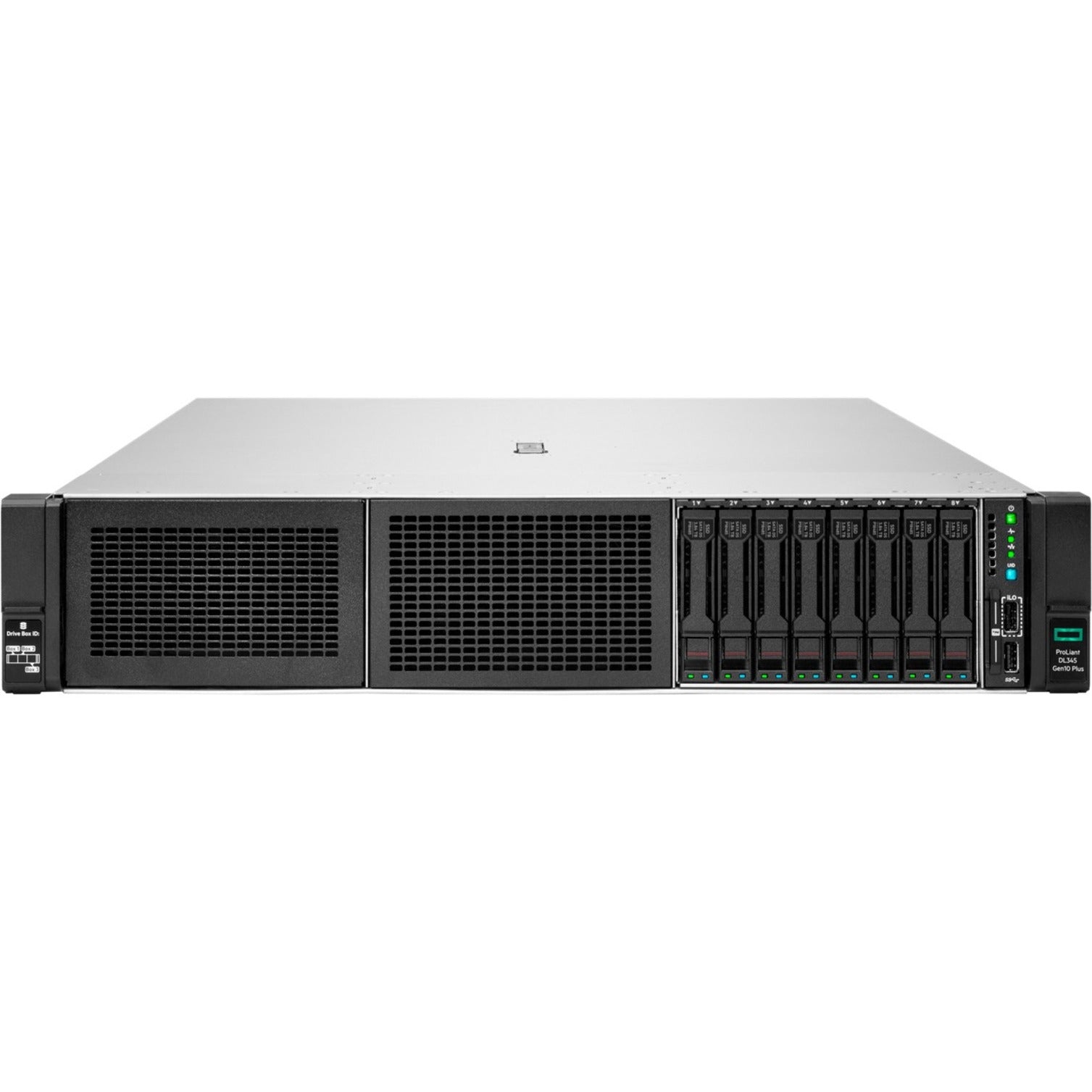 HPE ProLiant DL345 G10 Plus 2U Rack Server - 1 EPYC 7313P 3 GHz - 32 GB RAM - 12Gb/s SAS Controller - Left view