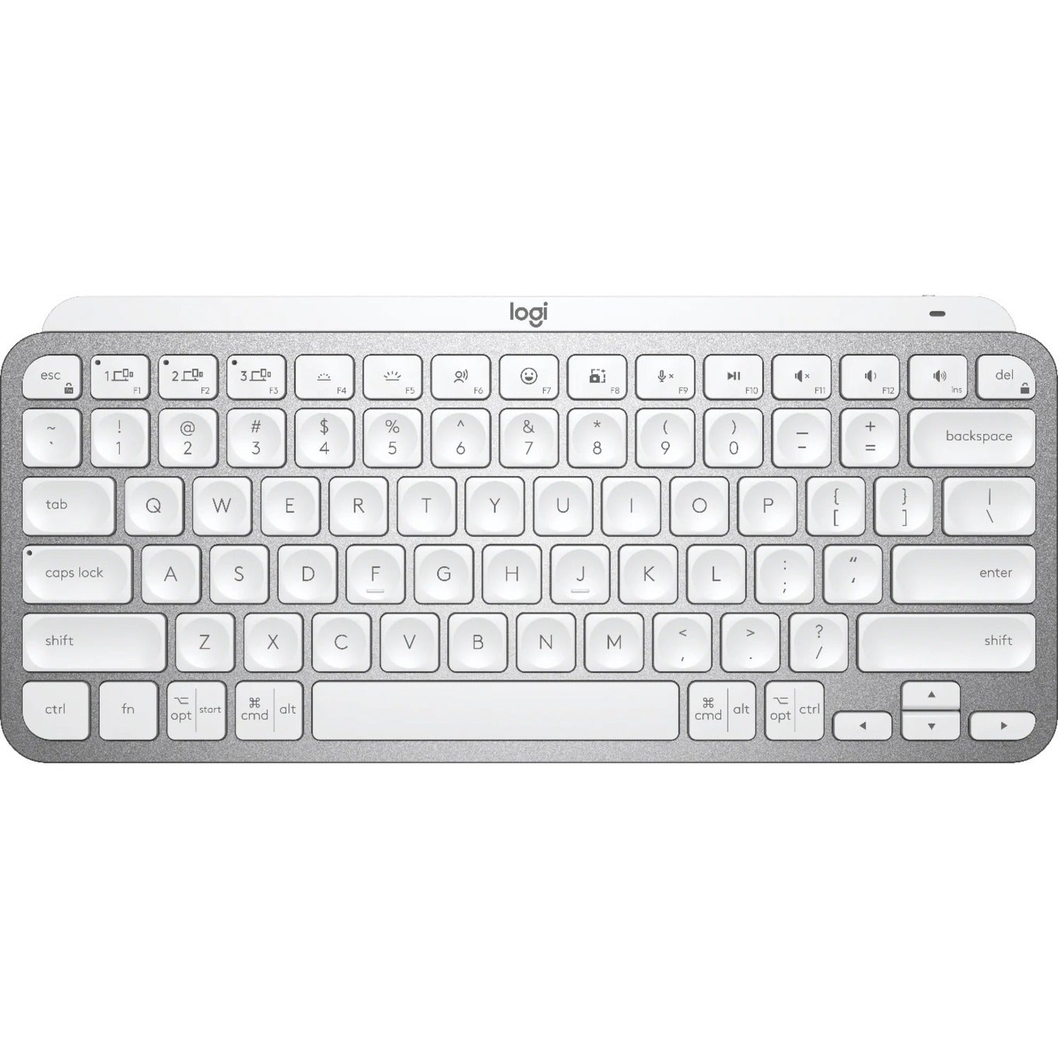 Logitech MX Keys Mini Keyboard - Wireless Connectivity - Pale Gray - Top view