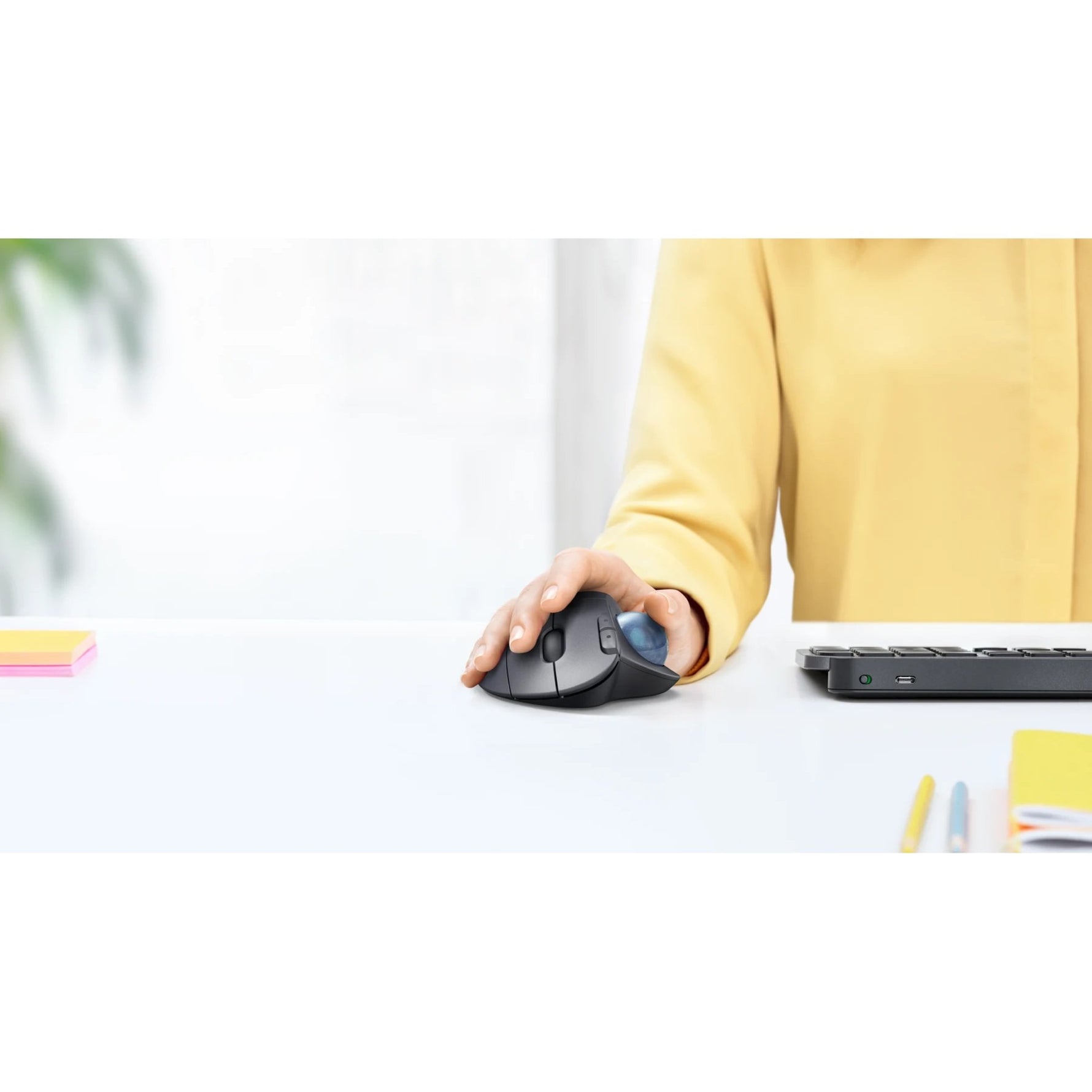 Logitech ERGO M575 Mouse - Bluetooth - USB Type A - Optical - Graphite - Alternate view 8
