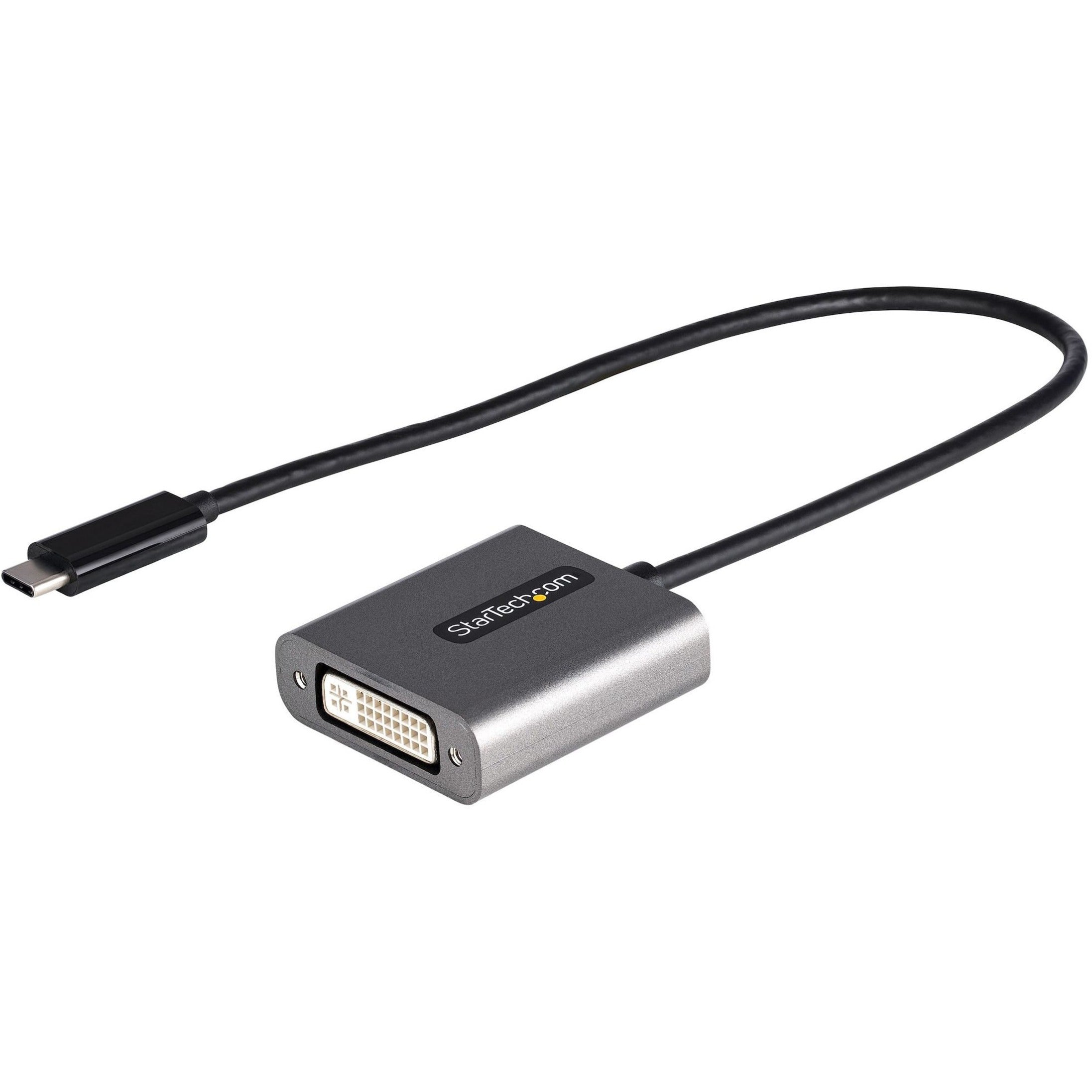 StarTech.com USB C to DVI Adapter, 1920x1200p, USB Type-C to DVI-D Adapter Dongle, USB-C to DVI Display/Monitor Video Converter, 12' Cable