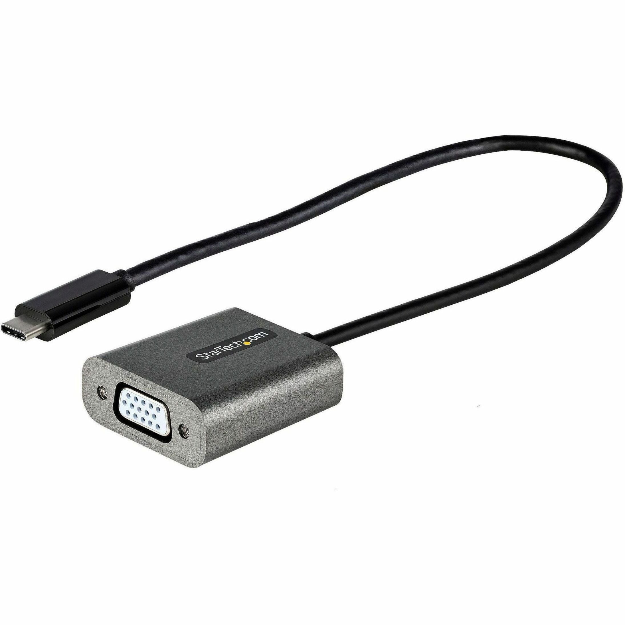 StarTech.com USB C to VGA Adapter, 1080p USB Type-C to VGA Adapter Dongle, USB-C to VGA Monitor/Display Video Converter, 12' Long Cable